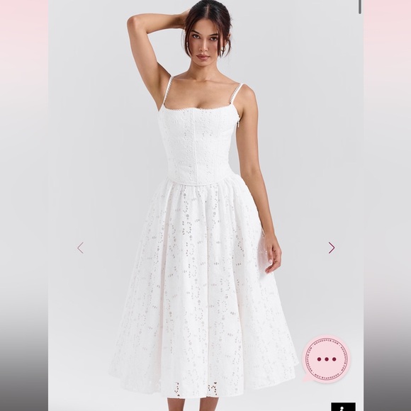 House of cb - Francine White Broderie Anglais Midi Skirt - XS - Picture 2 of 5